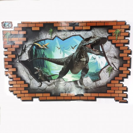 Интерьерная наклейка ZOO Динозавр сквозь стену 3D69003 90х60см