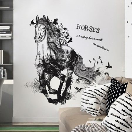 Интерьерная наклейка ZOO Черная Лошадь XL8346 90х60см