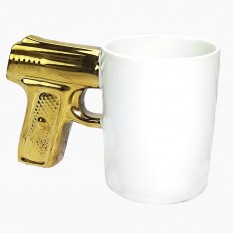 Чашка Пистолет (белая с золотом)