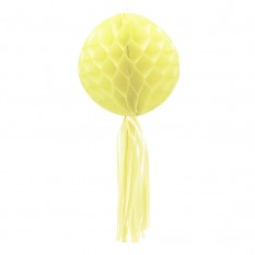 Бумажный шар соты с бахромой (30см) желтый