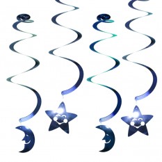 Декор спиральки Луна и Звезды (уп. 6шт) синий