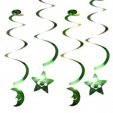 Декор спиральки Луна и Звезды (уп. 6шт) зеленый