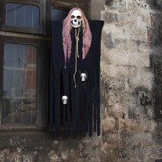 Декор для хэллоуина Призрачный Череп (125см) черный с пеплом розы 10093