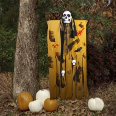 Декор для хэллоуина Призрачный Череп (125см) горчичный с черным 10096