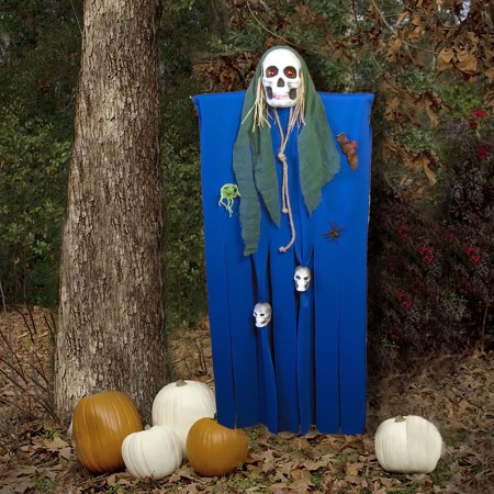 Декор для хэллоуина Призрачный Череп (125см) синий электрик с зеленым 10086