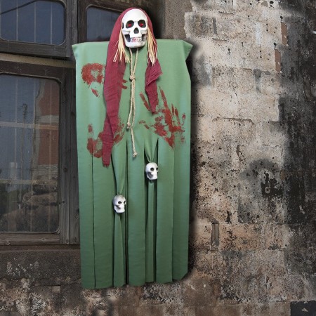 Декор для хэллоуина Призрачный Череп (125см) зеленый с бордо 10087